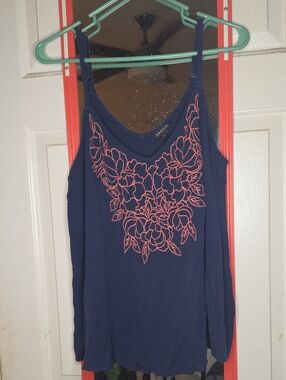 torrid Navy Camisole with Pink Floral Embroidered Front